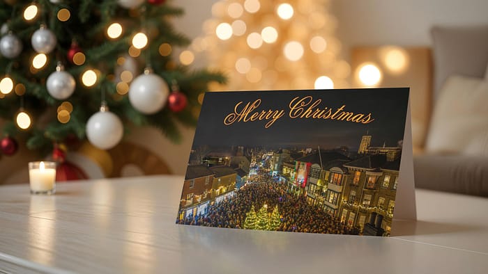 Pack of 10 Southwold Christmas Lights Greeting Cards